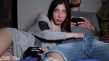 My friend's girlfriend sucks me off to win in FIFA and I end up fucking her in the ass