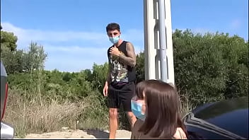 Teen Silvia Soprano is so eager for a cock that she sucks it in the middle of the street