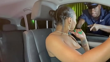 Ebony slut gets pulled over by cop and fucked hard