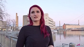 GERMAN SCOUT - Redhead College Teen Melina talk to Fuck at Street Casting
